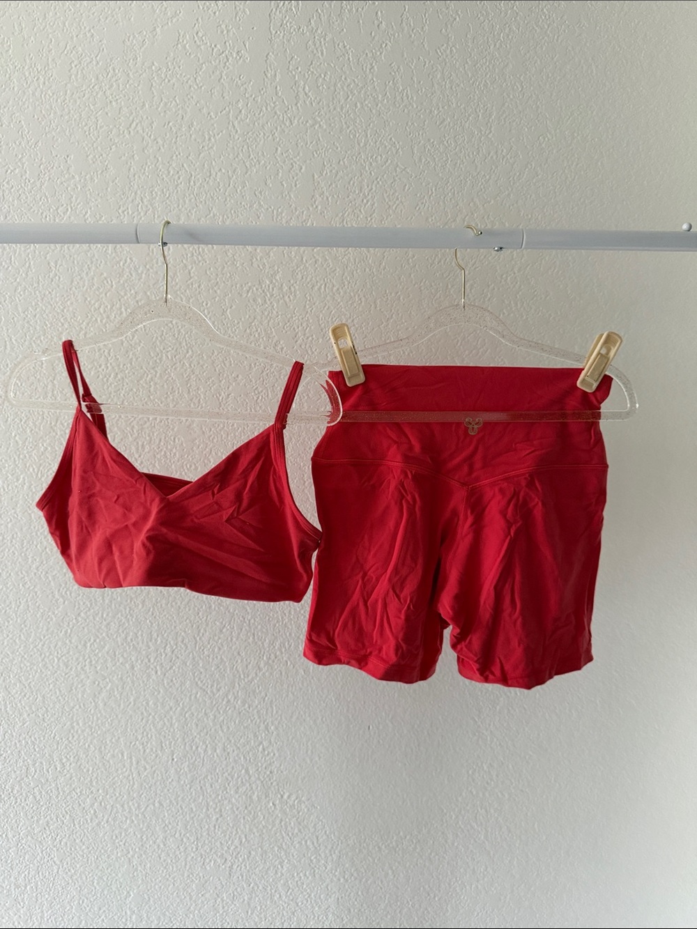 Aritzia Golden Coral Workout bra & Shorts Set